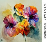 Water Color Painted Flower...