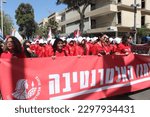 Small photo of Tel Aviv, Israel - May 4, 2023: Demonstrators rallied in front of Rabbinical Court, 33 King David Blvd, protesting against the judicial reform. Political performance inspired by the Handmaid's Tale.