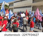 Small photo of Tel Aviv, Israel - May 4, 2023: Demonstrators rallied in front of The Rabbinical Court, 33 King David Boulevard, protesting against the judicial reform.