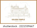 golden temple amritsar line drawing illustration