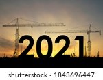 silhouette of construction to... | Shutterstock . vector #1843696447