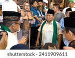 Small photo of PALEMBANG - INDONESIA - January 12th, 2024 - Indonesian presidential candidate (Capres) PRABOWO SUBIANTO met with ulama at an Islamic boarding school in the city of Palembang.