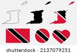 trinidad and tobago map flag icon set