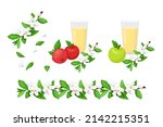 glass of apple juice and... | Shutterstock .eps vector #2142215351
