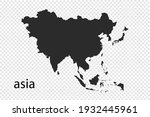 asia map vector, black color. isolated on transparent background