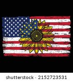 america sunflower flag t shirt... | Shutterstock .eps vector #2152723531