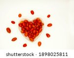 Red Heart Formed By Red Cherry...
