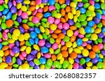 Assorted bright colorful Chocolate candys, Sugar Coated Chocolate Gems Candy.
