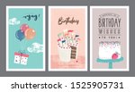 set of birthday greeting cards... | Shutterstock .eps vector #1525905731