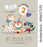 2nd birthday party invitation... | Shutterstock .eps vector #406617151