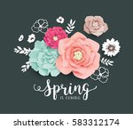 spring poster with beautiful... | Shutterstock .eps vector #583312174