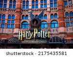 Small photo of LONDON, UNITED KINGDOM - April 21, 2022: Harry Potter and the Cursed Child, a play at the Palace Theatre in London, The United Kingdom