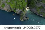 Small photo of Nature of Phi Phi Ley Island, view from a high altitude of the limestone cliffs of the Phi Phi Islands