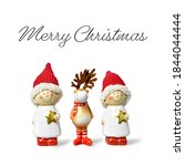 cute christmas elves and... | Shutterstock . vector #1844044444