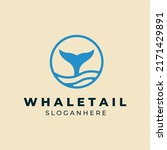 Blue Whale Tail Line Art Logo...