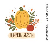 pumpkin season. autumn hand... | Shutterstock .eps vector #2173579411