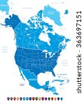 north america map | Shutterstock .eps vector #363697151