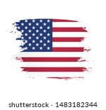 american flag made in a brush... | Shutterstock .eps vector #1483182344