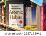 Small photo of Setif, Algeria - February 02, 2023: Close up James Clear's Atomic Habits Self-help book in the bookshop.