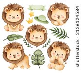 watercolor set of cute safari... | Shutterstock .eps vector #2126124584