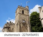 Small photo of St Martin's Tower, also called Carfax Tower, remains of the Church of St. Martin. It is adorned with two figures called quarter boys who hit the bells. Oxford, United Kingdom