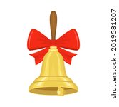 Gold Bell With Red Bow. School...