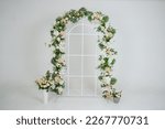 floral arch, composition for a wedding, birthday on a white background, texture