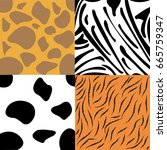 giraffe skin zebra skin cow... | Shutterstock .eps vector #665759347