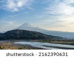 Small photo of Fuji River and Mt. Fuji, Fuji City, Shizuoka Prefecture, Japan