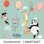 collection with cute birthday... | Shutterstock .eps vector #1186873687