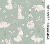 seamless pattern with cute... | Shutterstock .eps vector #732389101