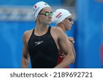 Small photo of Rome, Italy 12.08.2022: Gastaldello Beryl from France team in semifinal women 50 m Butterfly in Swimming Championship in LEN European Aquatics in Rome 2022 in Foro Italico.