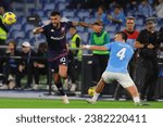 Small photo of Rome, Italy 30.10.2023: Nicolas Gonzalez of Fiorentina, Patric of Lazio in action during the Italy Serie A TIM 2023-2024 football between SS Lazio vs ACF Fiorentina at Olympic Stadium in Rome.