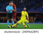 Small photo of Rome, Italy 07.01.2024: Rui Patricio of Roma injured during the Italy Serie A TIM 2023-2024 championship, football match between AS Roma vs Atalanta at Olympic Stadium in Rome.