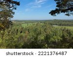Countryside view from medieval Hakoinen Castlehill in summer, Hakoinen, Janakkala, Finland.