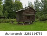 Small photo of Traditional old wooden village granary.