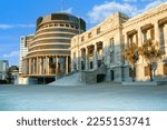 Small photo of New Zealand Parliament and iconic Beehive building in Wellington