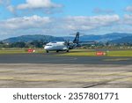 Small photo of Tauranga New Zealand -September 1 2023; Air New Zealand passenger plane arriving Tauranga Airport