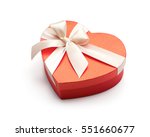 Red heart shape gift box isolated on white background