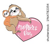 Cute Sloths Mom And Baby Sit On ...
