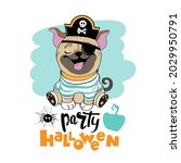 halloween card with pug dog in... | Shutterstock .eps vector #2029950791
