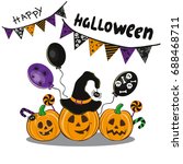 halloween card with pumpkin and ... | Shutterstock .eps vector #688468711