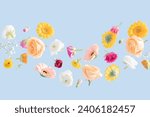 Floating spring flowers on a...