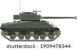 american ww2 m4 tank profile illustration vector