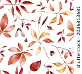 Watercolor Pattern Of Autumn...