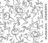 peony flower seamless pattern... | Shutterstock .eps vector #1056403091