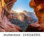 Small photo of A view from the secret subway cave in boyton canyon in Sedona. This may one once been a secret location but it is now one of the premier hiking destinations in Sedona.
