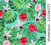 seamless tropical pattern with... | Shutterstock .eps vector #1112381177
