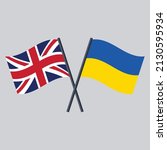 Uk And Ukraine Flag On Stick...