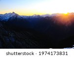View of northern alps(mt.yari and mt.kasa) from the summit of Mt.Tsubakuro in sunset, northern alps,Nagano prefecture, Japan